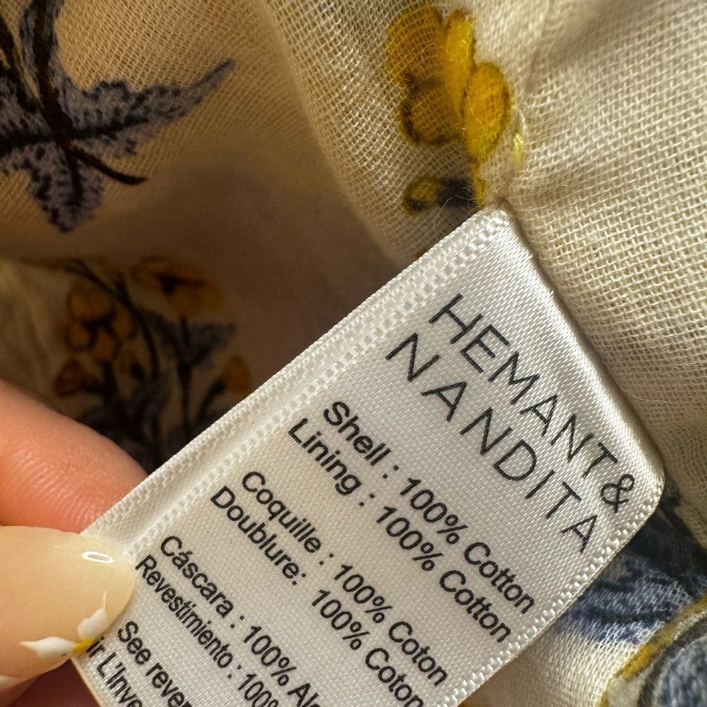 NWT HEMANT and NANDITA Dhea Crop Top Tie-Front Canary Yellow Boho Floral Medium - Picture 8 of 12
